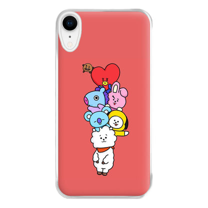 Red BT21 - RJ, Mang, Koya, Chimmy, Cooky, Shooky, Tata - K Pop Phone Case for iPhone XR