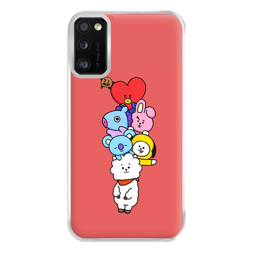 Red BT21 - RJ, Mang, Koya, Chimmy, Cooky, Shooky, Tata - K Pop Phone Case for Galaxy A41