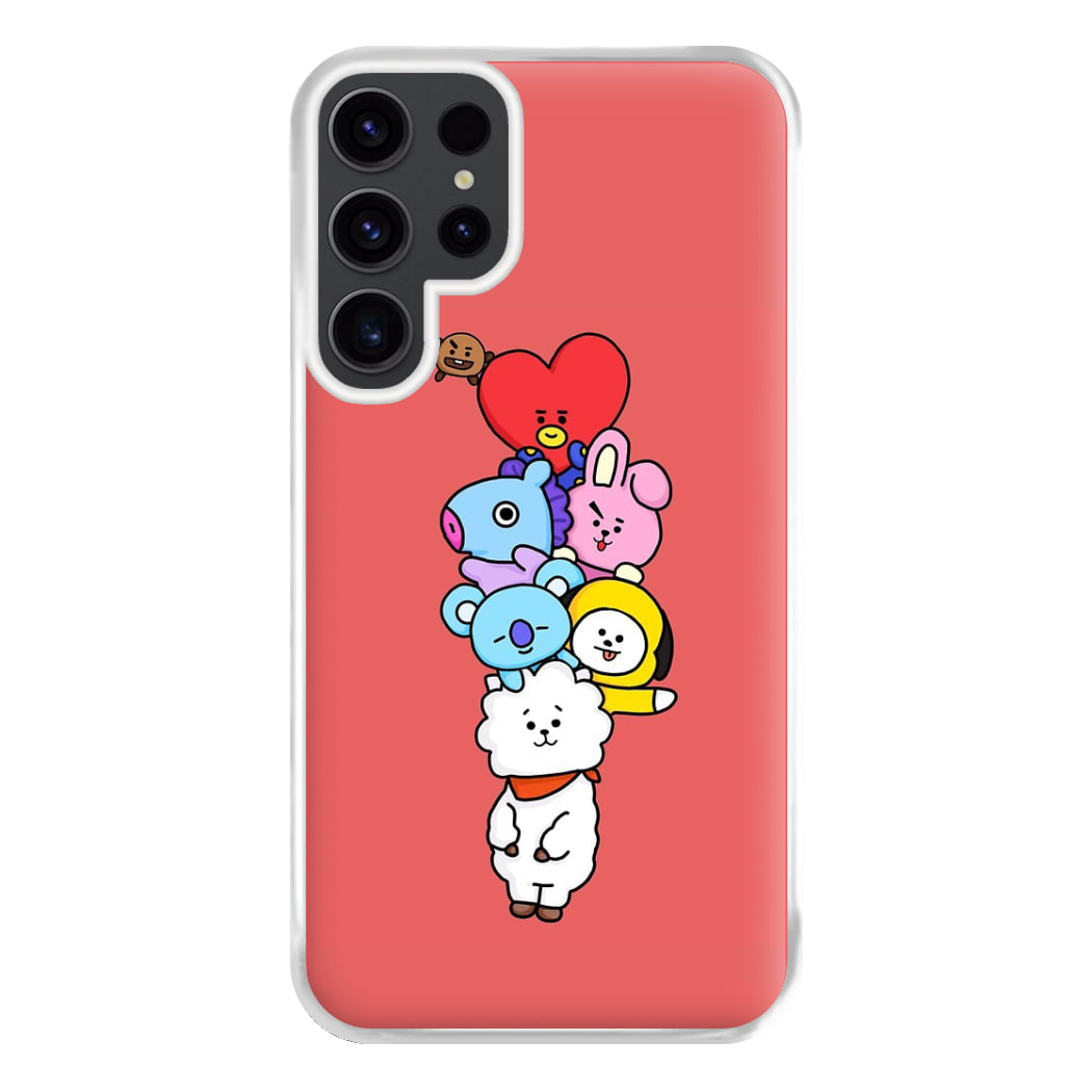 Red BT21 - RJ, Mang, Koya, Chimmy, Cooky, Shooky, Tata - K Pop Phone Case for Galaxy S23 Ultra