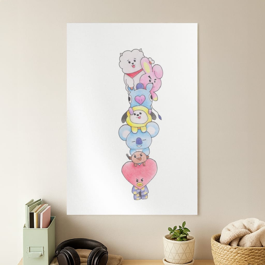 K-Pop Band BT21 Drawing Poster