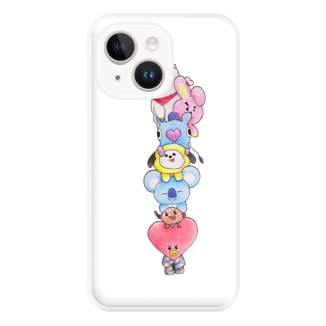 K-Pop Band BT21 Drawing Phone Case for iPhone 14 Plus