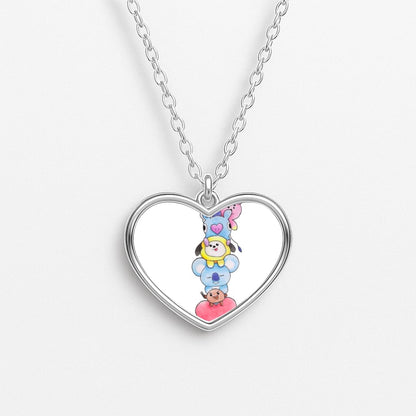 K-Pop Band BT21 Drawing Heart Necklace