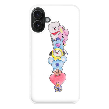 K-Pop Band BT21 Drawing Phone Case for iPhone 16 Plus