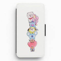 K-Pop Band BT21 Drawing Flip Wallet Phone Case