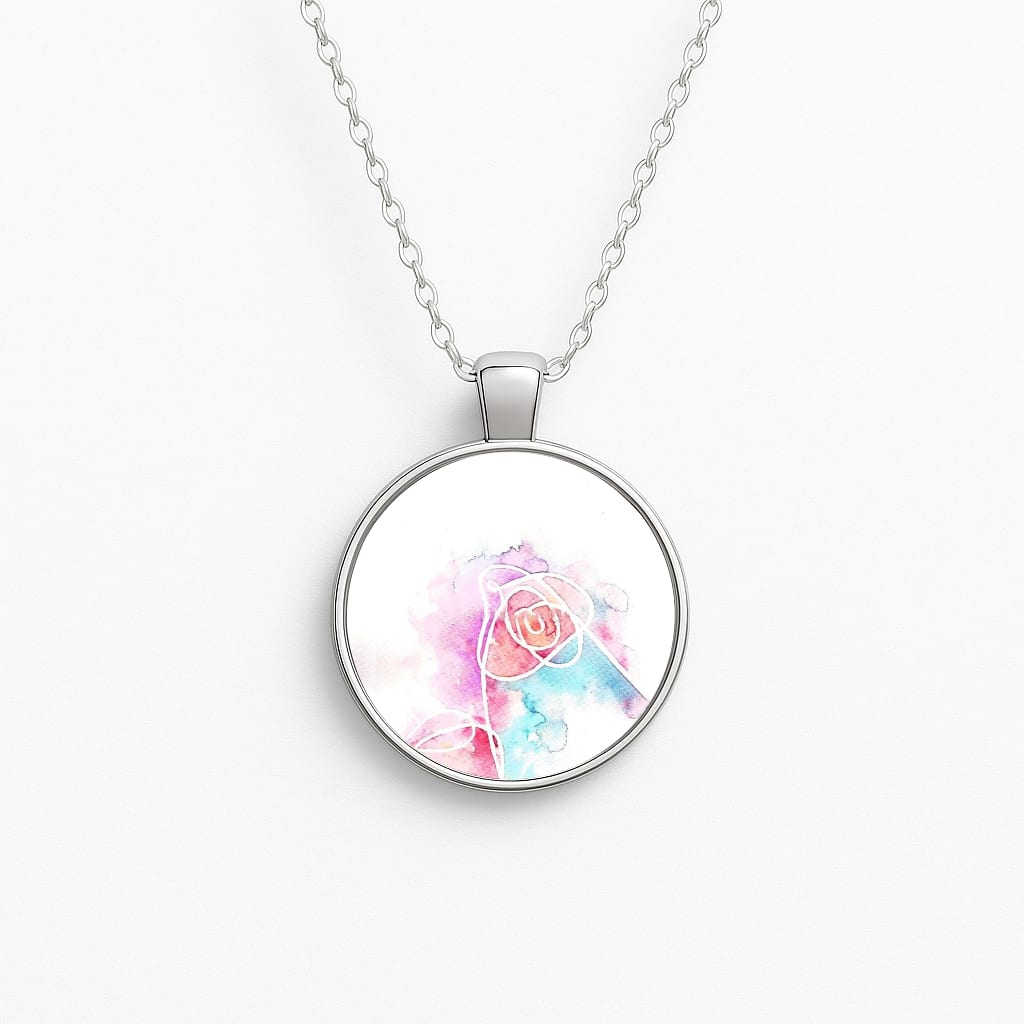 K-Pop Band Love Yourself Watercolour Painting Circle Necklace