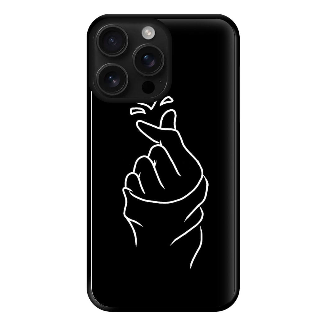 Cute Heart Finger Snap Black Phone Case