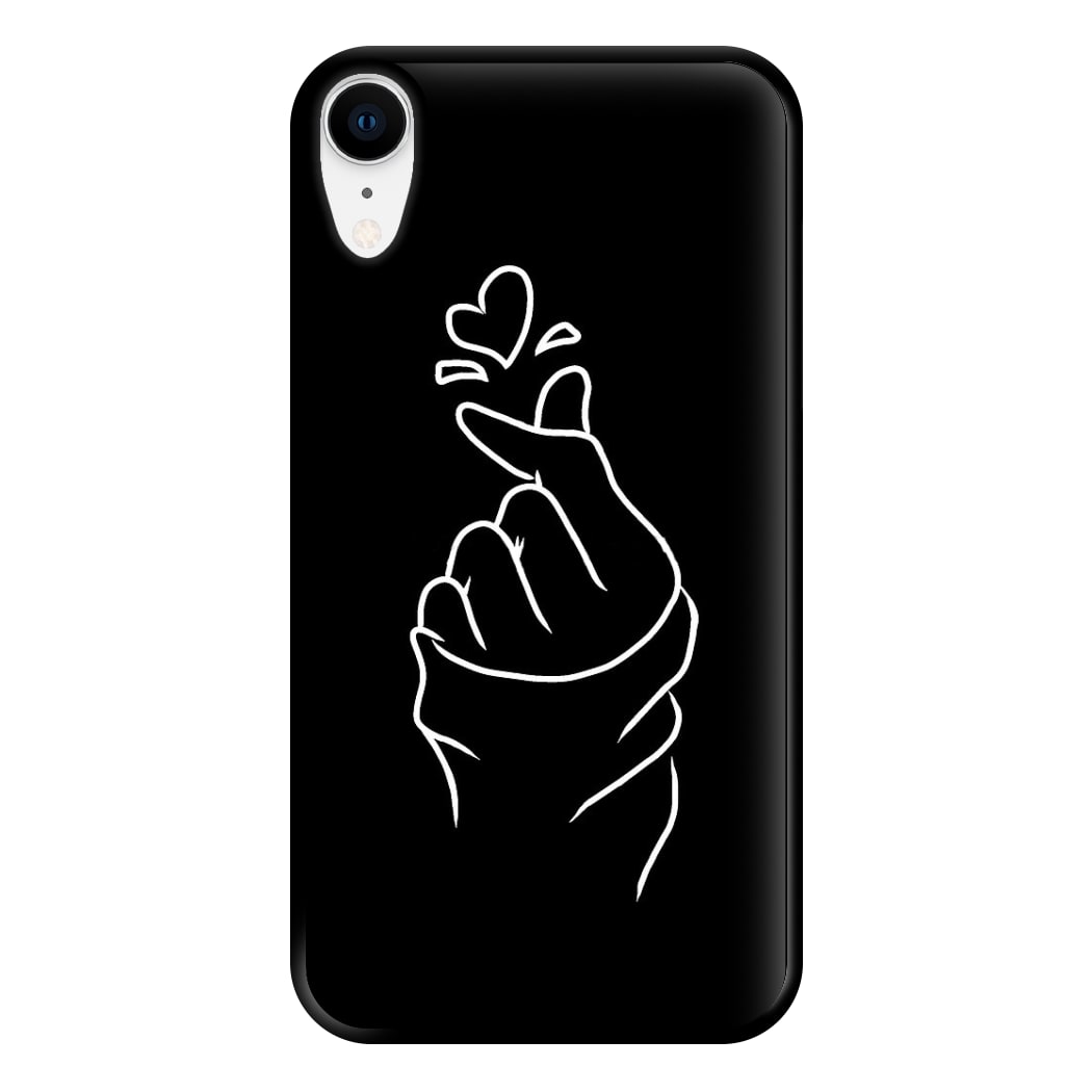 Cute Heart Finger Snap Black Phone Case for iPhone XR