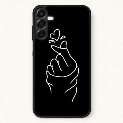 Cute Heart Finger Snap Black Phone Case for Galaxy A57