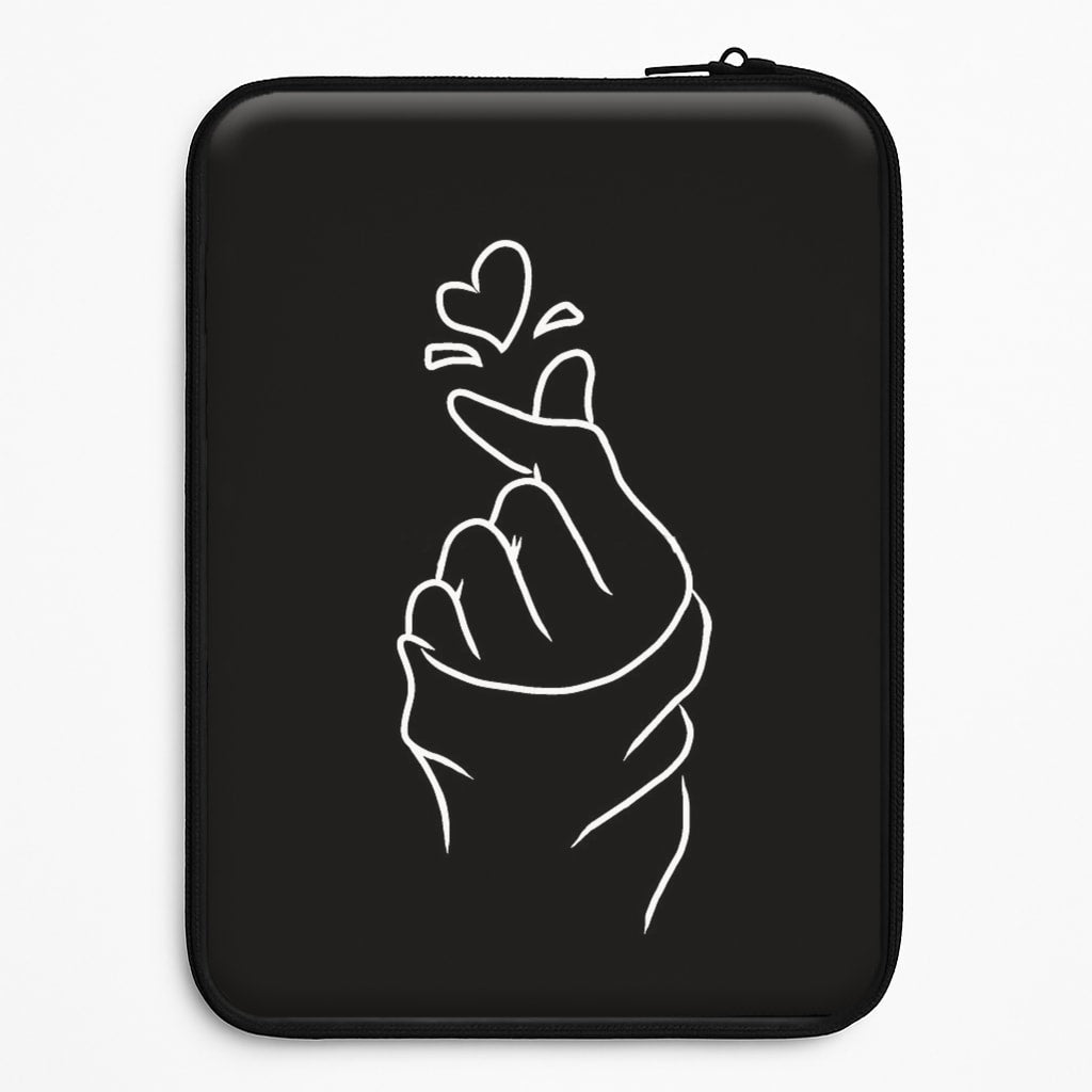 Cute Heart Finger Snap Black Laptop Sleeve