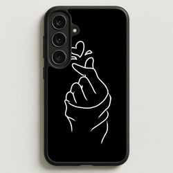 Cute Heart Finger Snap Black Phone Case for Galaxy S25FE
