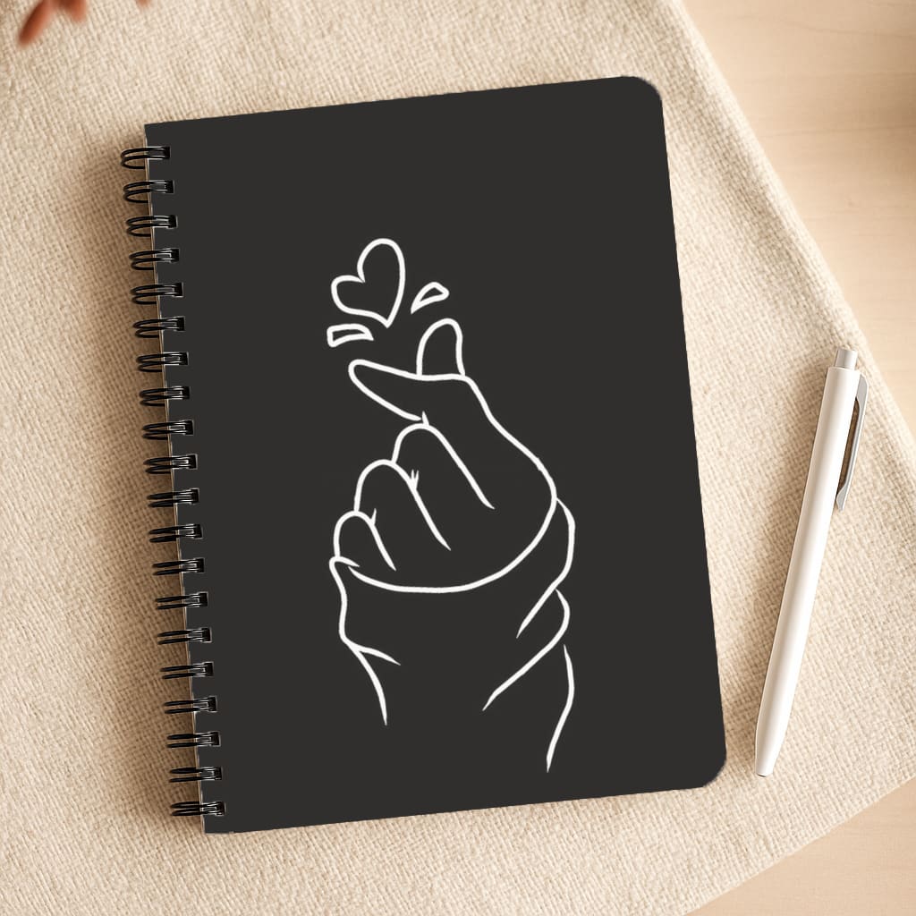 Cute Heart Finger Snap Black Notepad