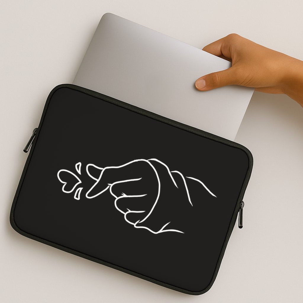 Cute Heart Finger Snap Black MacBook Case