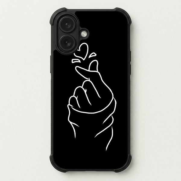 Cute Heart Finger Snap Black Phone Case — Bumper case