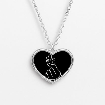 Cute Heart Finger Snap Black Necklace