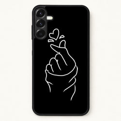 Cute Heart Finger Snap Black Phone Case for Galaxy A37