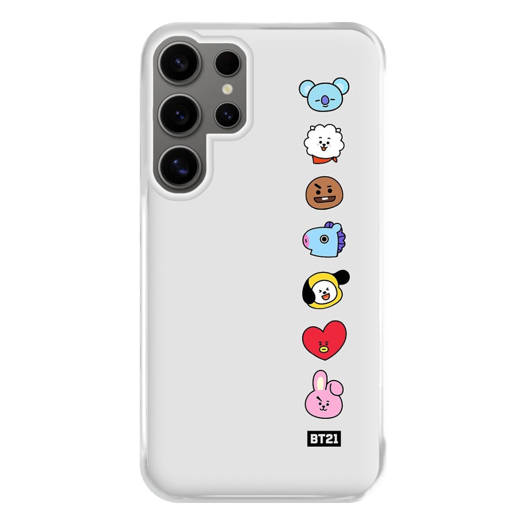 BT21 Vertical Faces - K Pop Phone Case for Galaxy S24 Ultra