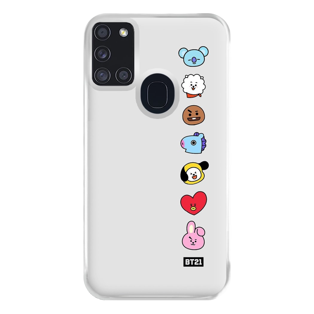 BT21 Vertical Faces - K Pop Phone Case for Galaxy A21s