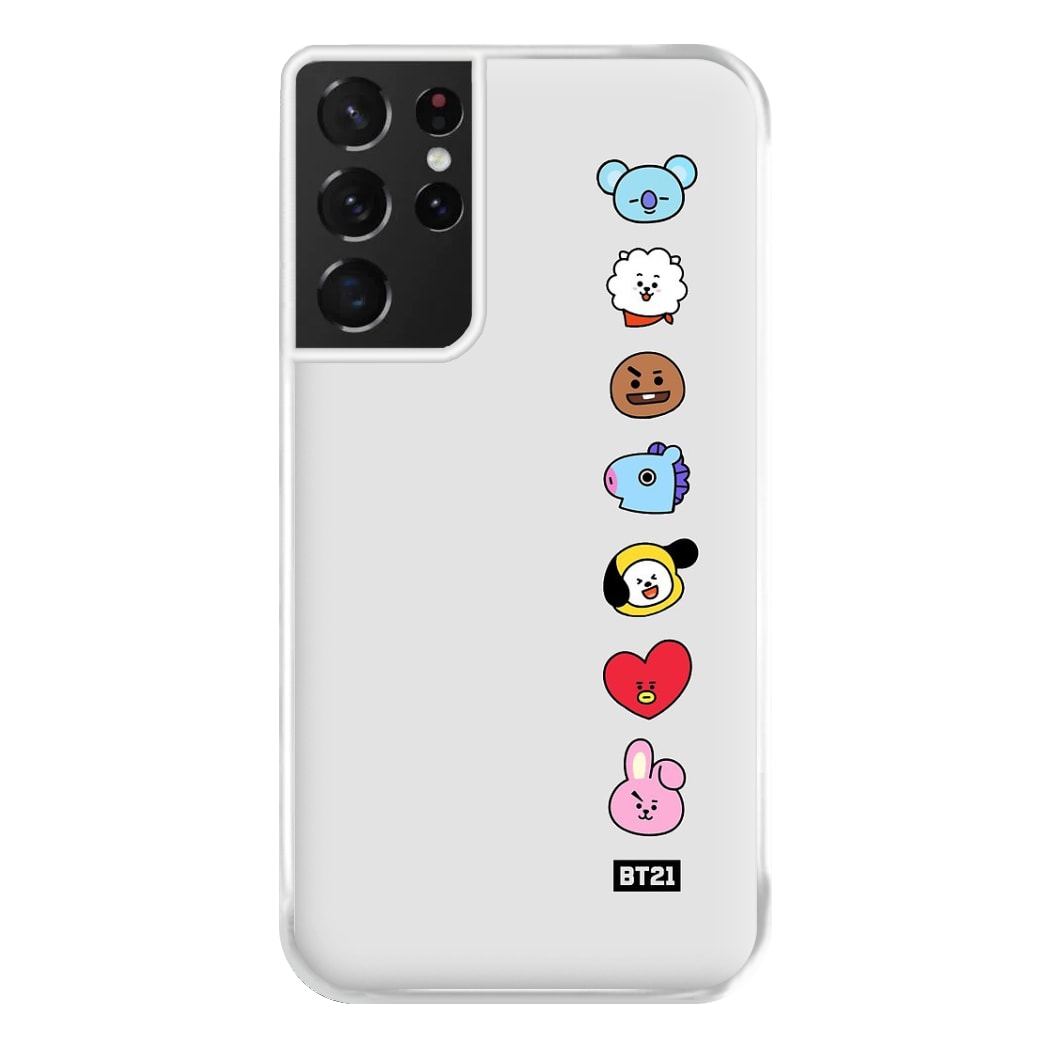 BT21 Vertical Faces - K Pop Phone Case for Galaxy S21 Ultra