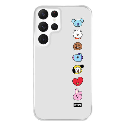 BT21 Vertical Faces - K Pop Phone Case for Galaxy S22 Ultra