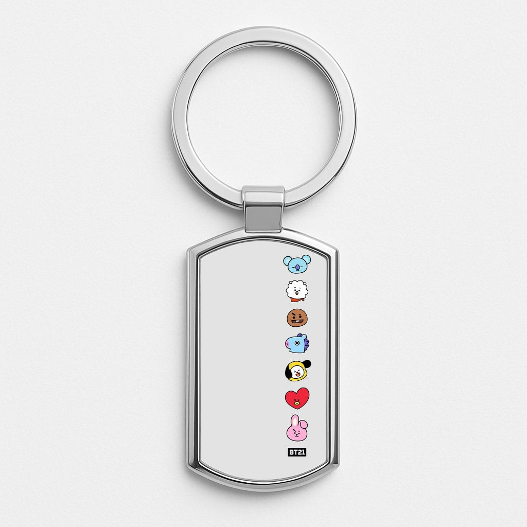 BT21 Vertical Faces - K Pop Silver Keyring