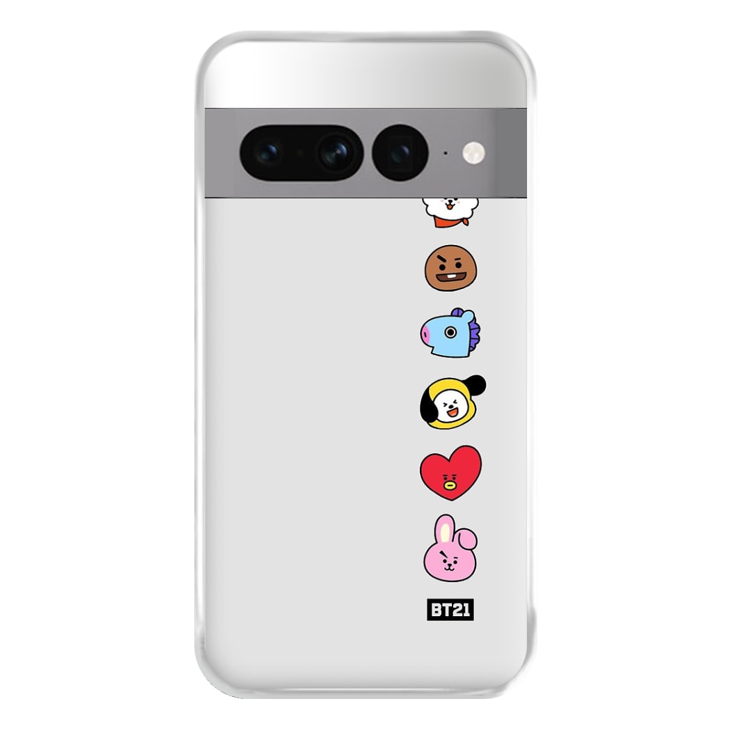 BT21 Vertical Faces - K Pop Phone Case for Google Pixel 7 Pro