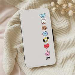 BT21 Vertical Faces - K Pop Flip Wallet Phone Case