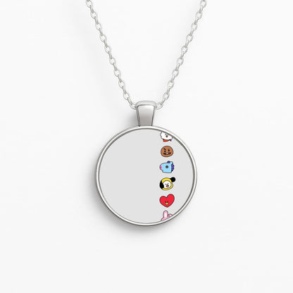 BT21 Vertical Faces - K Pop Circle Necklace