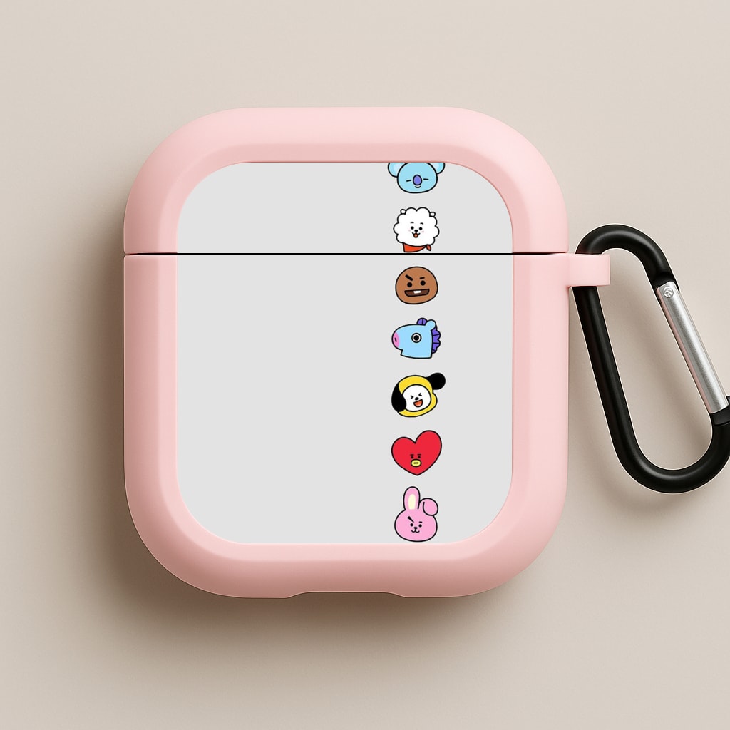 BT21 Vertical Faces - K Pop Pink AirPods Case