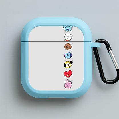 BT21 Vertical Faces - K Pop Blue AirPods Case