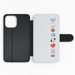 BT21 Vertical Faces - K Pop Flip Wallet Phone Case