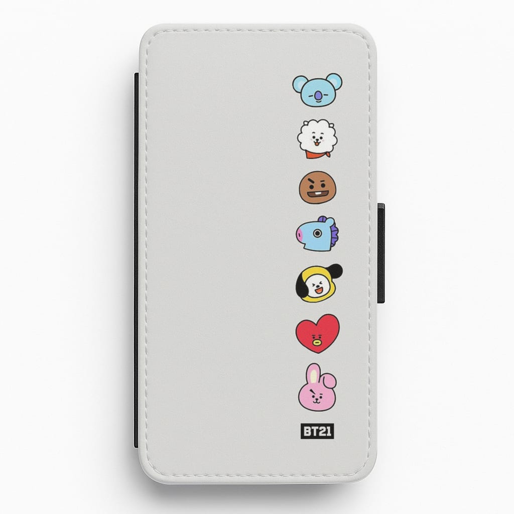 BT21 Vertical Faces - K Pop Flip Wallet Phone Case