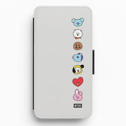 BT21 Vertical Faces - K Pop Flip Wallet Phone Case