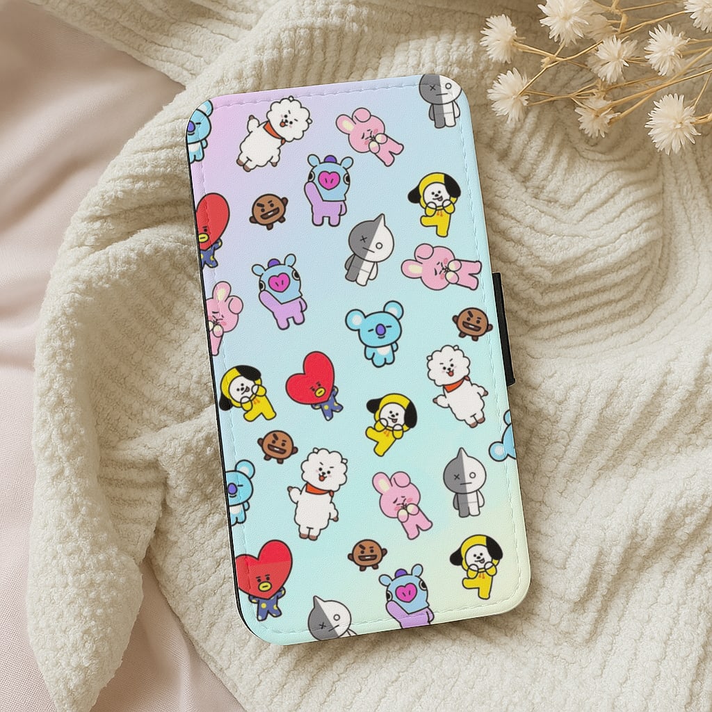 BT21 Collage - K Pop Flip Wallet Phone Case