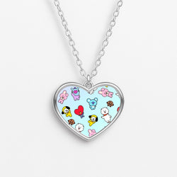 BT21 Collage - K Pop Heart Necklace
