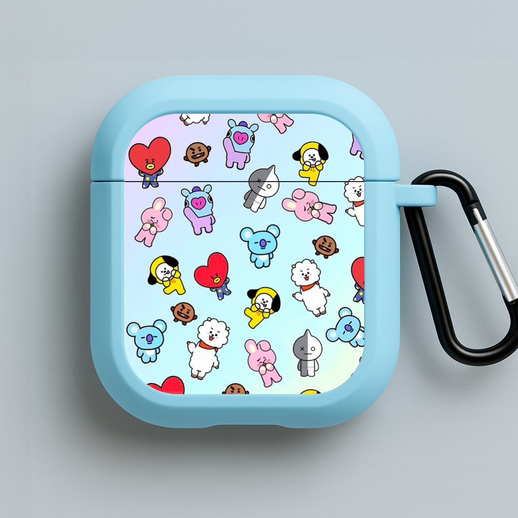 BT21 Collage - K Pop Blue AirPods Case