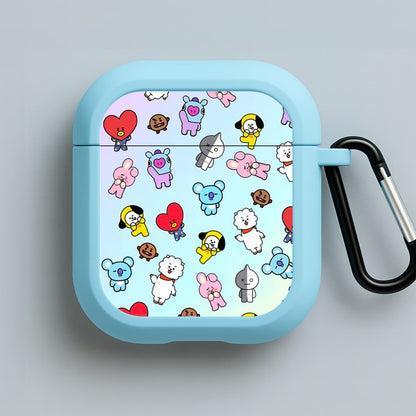BT21 Collage - K Pop Blue AirPods Case