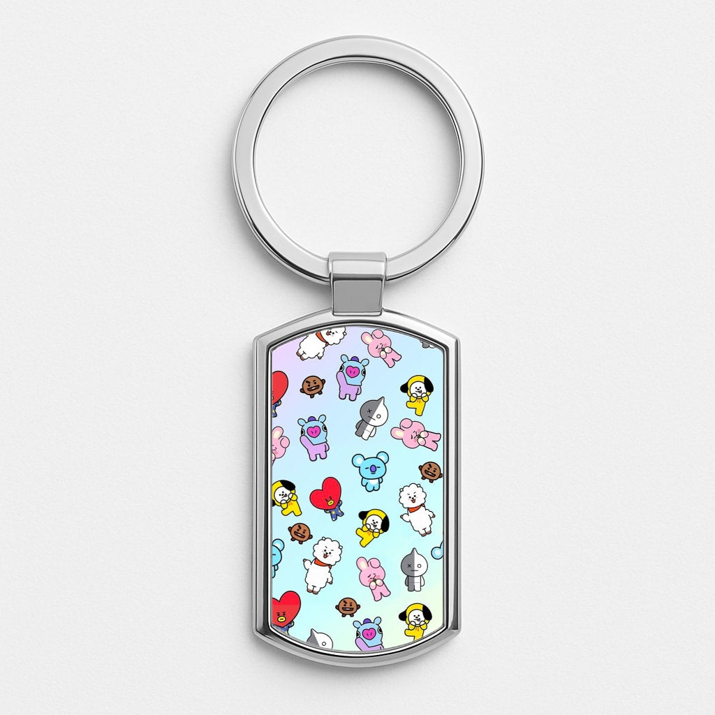 BT21 Collage - K Pop Silver Keyring