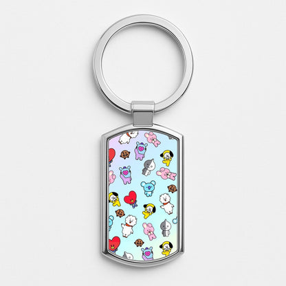 BT21 Collage - K Pop Silver Keyring