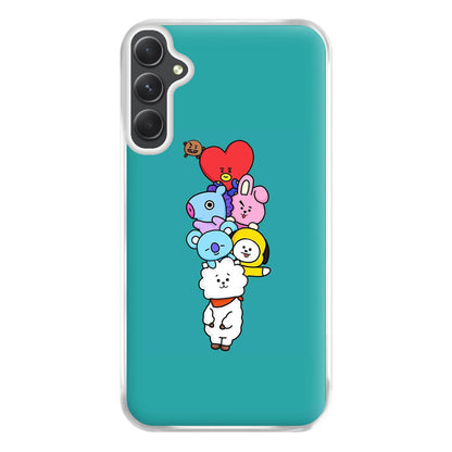 Green BT21 - RJ, Mang, Koya, Chimmy, Cooky, Shooky, Tata - K Pop Phone Case for Galaxy A14