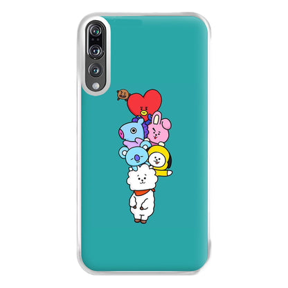 Green BT21 - RJ, Mang, Koya, Chimmy, Cooky, Shooky, Tata - K Pop Phone Case for Huawei P20 Pro