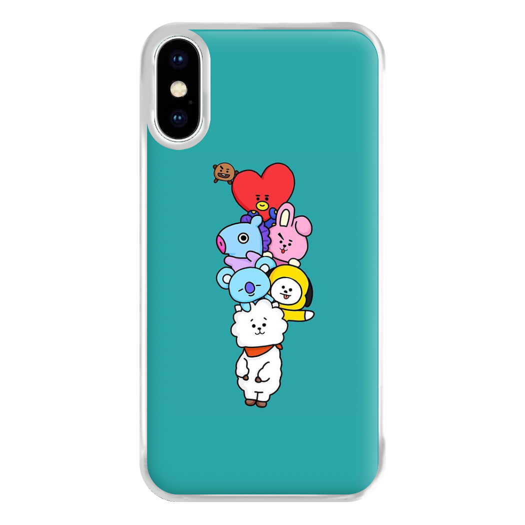 Green BT21 - RJ, Mang, Koya, Chimmy, Cooky, Shooky, Tata - K Pop Phone Case for iPhone XS Max