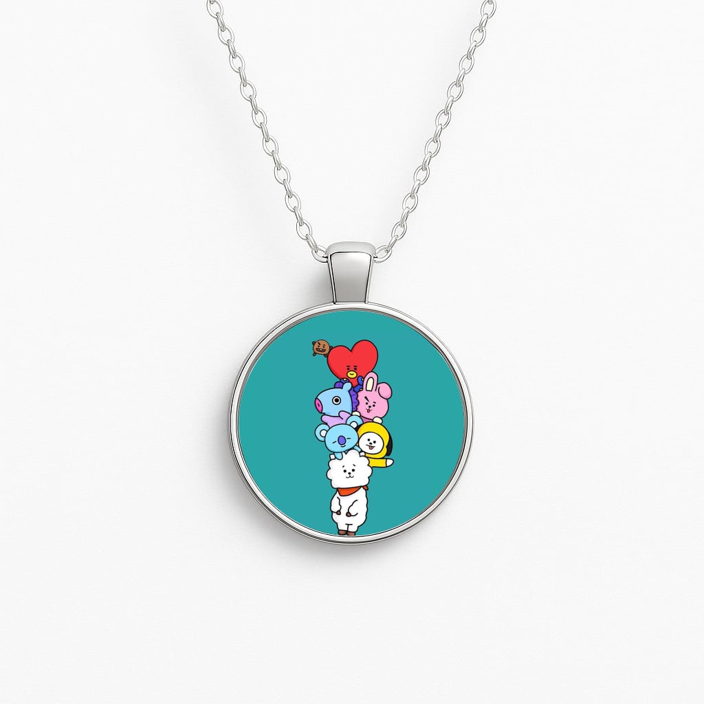 Green BT21 - RJ, Mang, Koya, Chimmy, Cooky, Shooky, Tata - K Pop Necklace