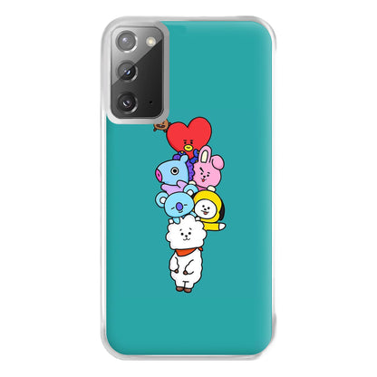 Green BT21 - RJ, Mang, Koya, Chimmy, Cooky, Shooky, Tata - K Pop Phone Case for Galaxy Note 20 Ultra