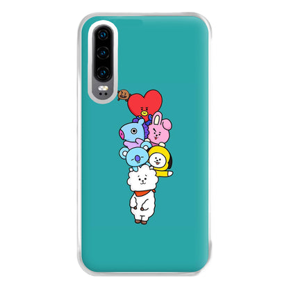 Green BT21 - RJ, Mang, Koya, Chimmy, Cooky, Shooky, Tata - K Pop Phone Case for Huawei P30