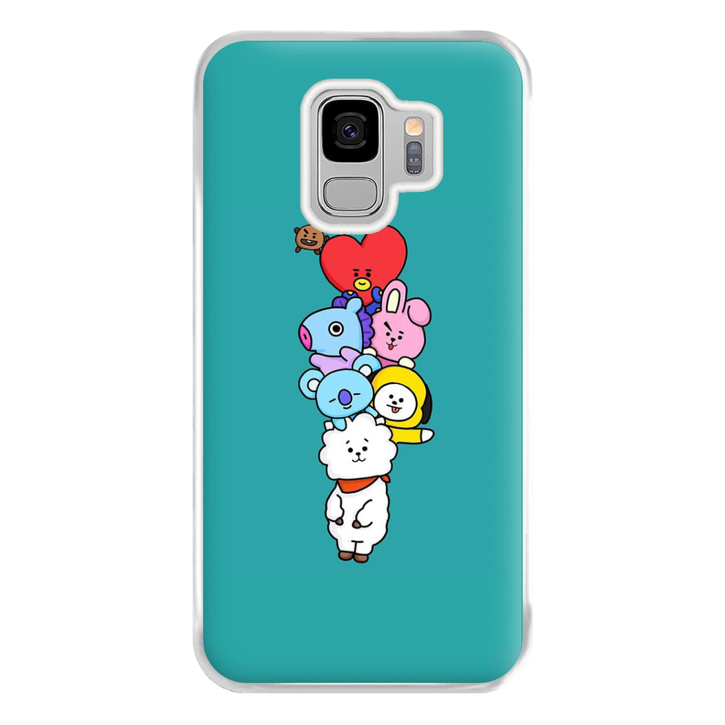 Green BT21 - RJ, Mang, Koya, Chimmy, Cooky, Shooky, Tata - K Pop Phone Case for Galaxy S9 Plus