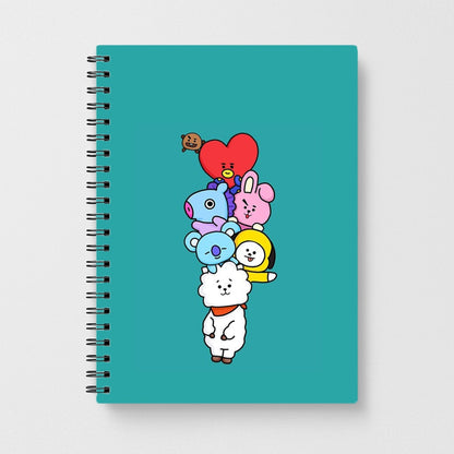 Green BT21 - RJ, Mang, Koya, Chimmy, Cooky, Shooky, Tata - BTS Notebook