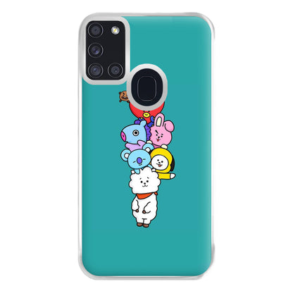 Green BT21 - RJ, Mang, Koya, Chimmy, Cooky, Shooky, Tata - K Pop Phone Case for Galaxy A21s