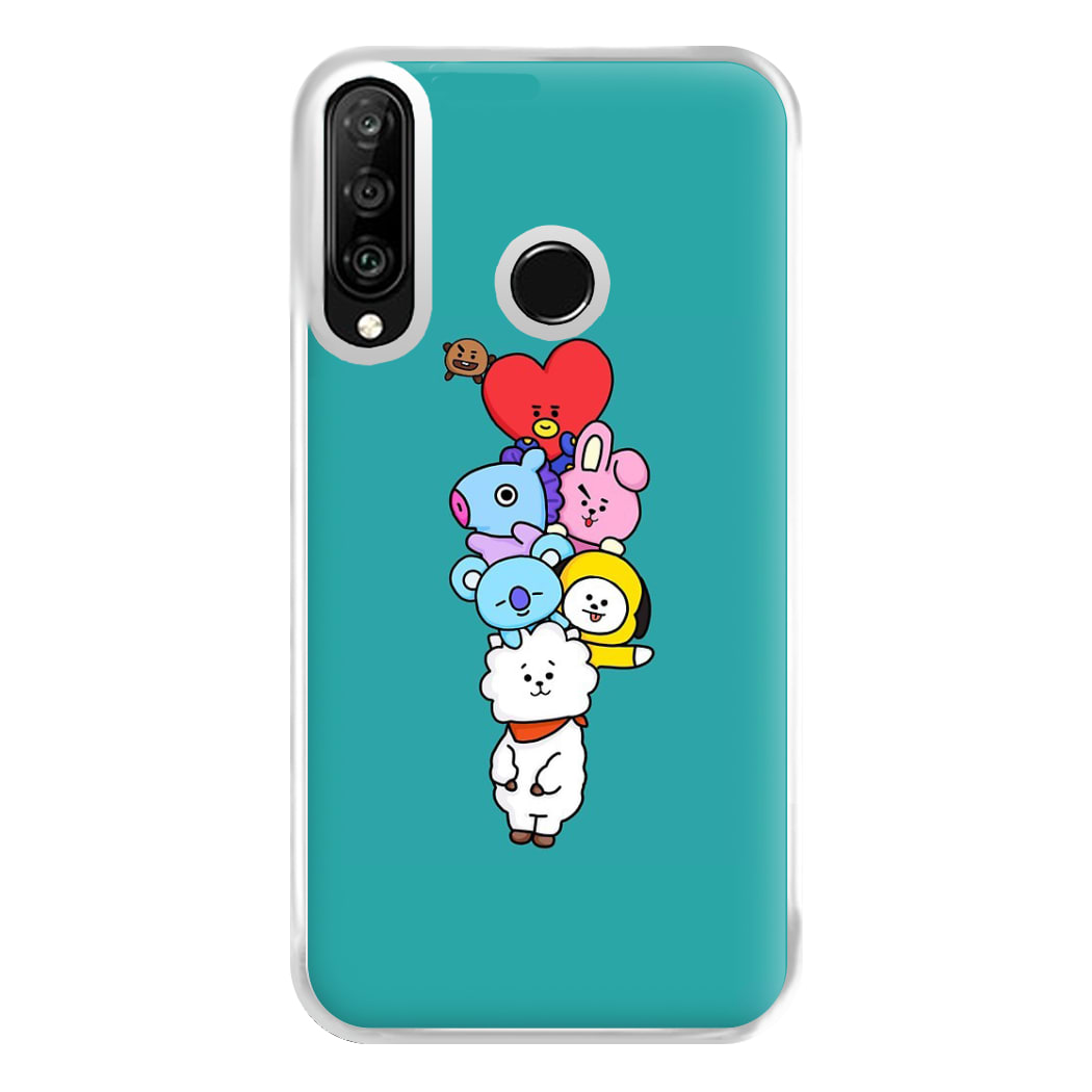 Green BT21 - RJ, Mang, Koya, Chimmy, Cooky, Shooky, Tata - K Pop Phone Case for Huawei P30 Lite