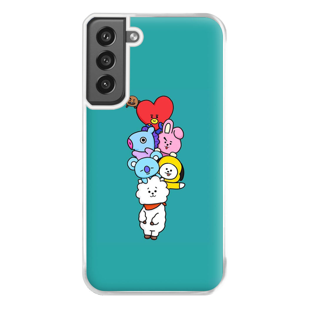 Green BT21 - RJ, Mang, Koya, Chimmy, Cooky, Shooky, Tata - K Pop Phone Case for Galaxy S21FE