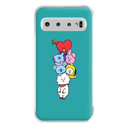 Green BT21 - RJ, Mang, Koya, Chimmy, Cooky, Shooky, Tata - K Pop Phone Case for Galaxy S10 Plus